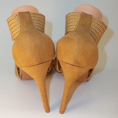 H&M Damen Heels EU42 US10 Braun Gewebt Criss Cross Vegan Kleid 01 - Bild 4 von 8