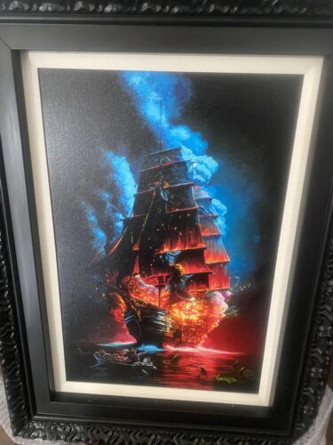 MICHAEL GODARD “ FIERY SEAS” GICLEE ON CANVAS. HAND EMBELLISHMENT & HAND SIGNED