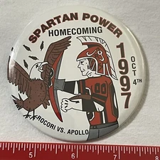 1997 SPARTAN POWER HOMECOMING ROCORI V APOLLO Minnesota Football Pin Button B026