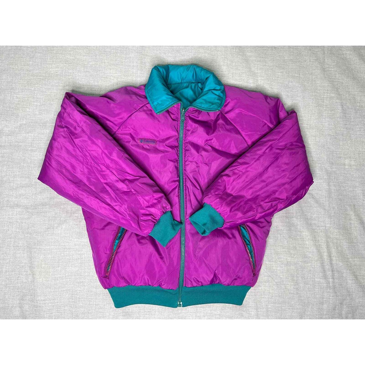 Vintage Reversible Columbia Teal And Purple Jacket Womens Medium