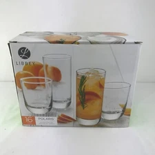 Libbey Polaris 16-Piece Tumbler and Rocks Glass Set - New in Box