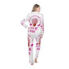 Valentine's Day Women's Satin Pajamas, Lick Me Baby Pajama Set, Romantic