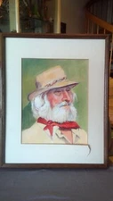 Expressionist Old Man with Hat Portrait Figure Watercolor Painting PA Artist 