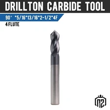 5PCS 5/16" 4 Flute 90 Degree Solid Carbide Drill Mill - AlTiN Coated