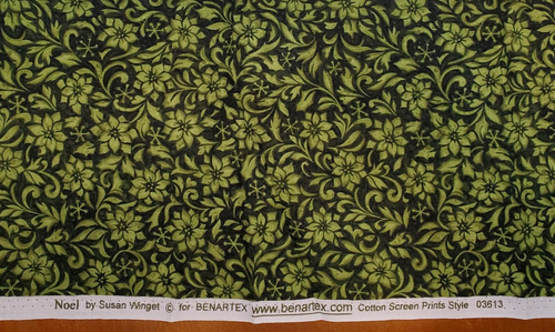 Susan Winget Noel Christmas Fabric 47 x 42 Benartex Green Black Poinsettia 03613 - Picture 6 of 7