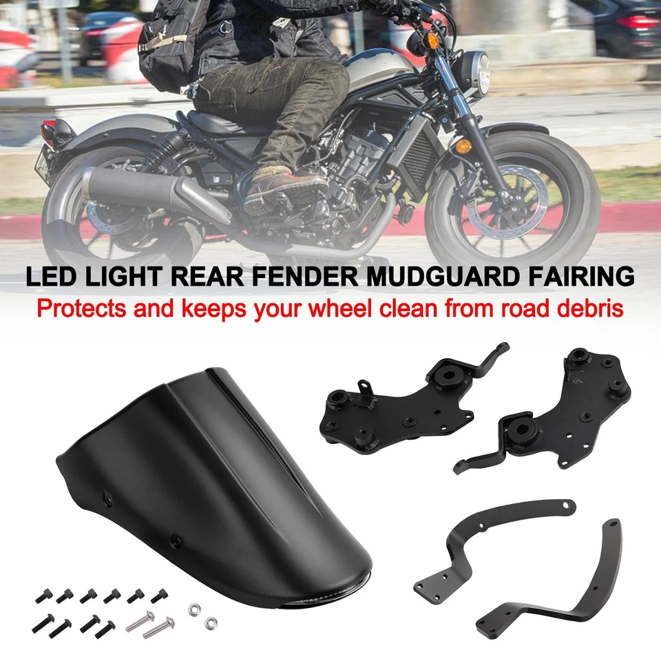 LED light Rear Fender Mudguard Fairing For Honda REBEL CMX 300 500 2017-2025 #3, - Изображение 2 из 4