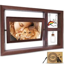 Pet Memorial Picture Frame, 4x6 inch Double-Sided Rotating Photo Display, Dar...