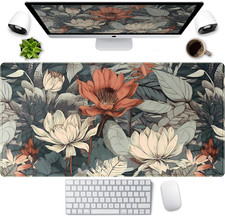 Vintage Floral Desk Mat XXL Large Gaming Mouse Pad Extended Desk Pad, Tropical P