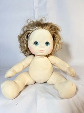Vintage 80s Mattel MY CHILD BABY DOLL Moveable Joints Green Eyes Dark Blond Curl