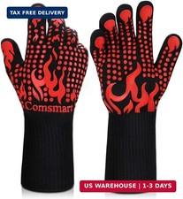 Comsmart BBQ Gloves, 1472 Degree F Heat Resistant Grilling Gloves Silicone Non-S