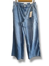 Mango Wide Leg Jeans Size 12 Light Blue Denim BNWT 0601