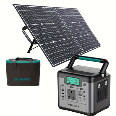 SWAREY Powerstation 518Wh Solar Generator Powerbank Akku +100W Solarpanel