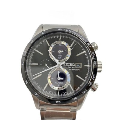 [N MINT ] SEIKO SBPY119 V172-0AP0 CHRONOGRAPH SOLAR Black Men's Watch from JAPAN