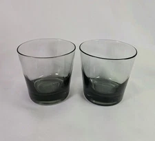 VTG Set Of 2 Smoky Glass Lowball Drinking Glasses Barware Size 3.25” EUC