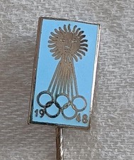 Vintage 1948 Switzerland Winter Olympics Pin Blue Enamel St Moritz Stick pin