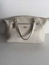 COACH Prairie Satchel Top Handles/Crossbody Chalk White Pebbled W/ Gold Hardware