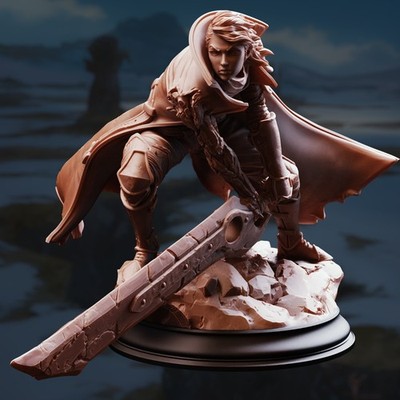 Female Fire Elementalist Warrior Miniature 3D Printed Dungeons And Dragons Fanta