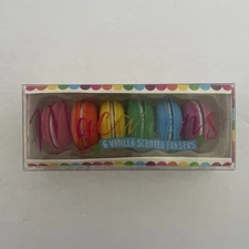 Ooly 6 Colorful Rainbow Macarons Vanilla Scented Erasers Kawaii