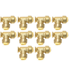 10 Pack  XFITTING 1/2" Push Fit Elbow with Drop Ear, Lead Free Brass