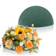 2 Pcs Floral Foam Half Balls, 7.5"W x 3.7"H Half Round Green Dry  Wet Flower...