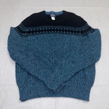 Vintage Woolrich Men  s Sz L Wool Blend Knitted Sweater Marled Black Blue