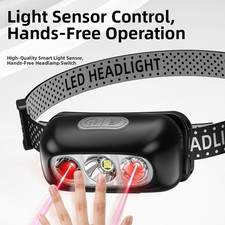 Night Fishing LED Headlamp Fast Charging Up To 200m Beam 45&deg; Adjustable Head