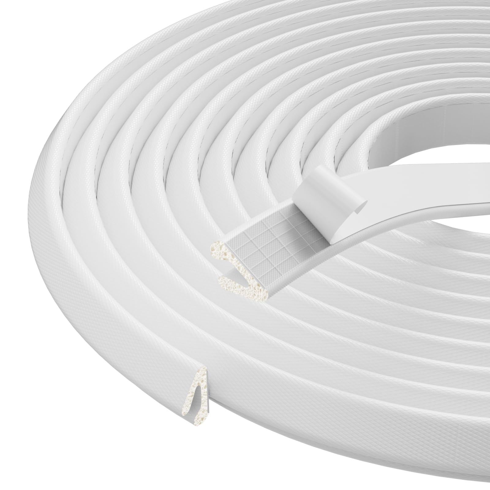 Esufeir V Shape Foam Door Draft Excluder Tape 6m White, 6m, White