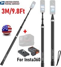 3M/9.8Ft Carbon Fiber Invisible Selfie Stick Pole For Insta360 X Ace Adapter Set