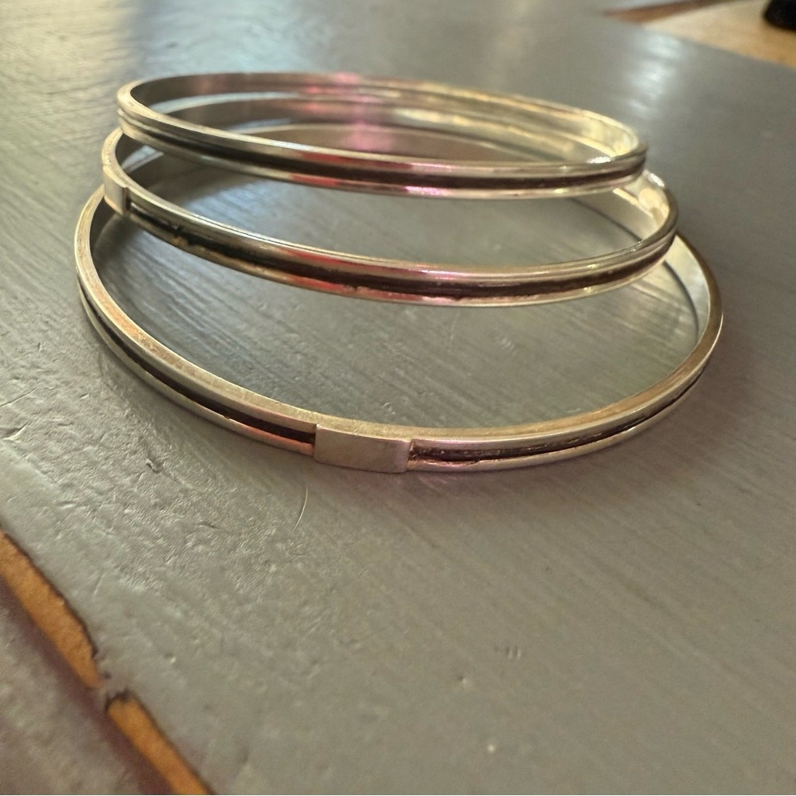 Sterling Silver 3 Bangle Bracelets - image 10