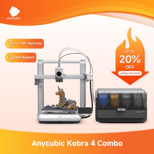 ANYCUBIC Kobra 4 Combo 3D Printer Max 600mm/s UP To 8-Color Printing