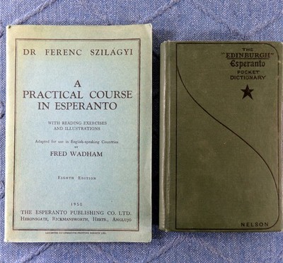 ESPERANTO 1950 Book Lot: Practical Language Course & Edinburgh Pocket Dictionary