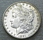 1891-S Morgan Silver Dollar AU Frosty Bright coin in saflip #C325