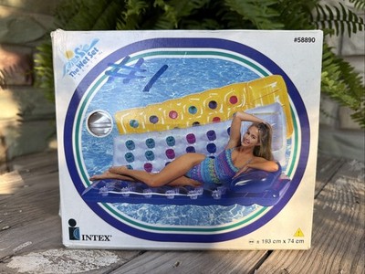 Vtg 1996 The Wet Set Intex Inflatable 18-Pocket Lounge Pool #58890 76x29 Clear
