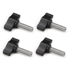 1/4-20 x 3/4 Thumb Screw 4 PCS Stainless Steel with Black Aluminum Knob