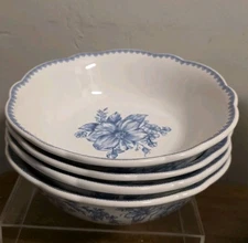 Set of Four (4) Pioneer Woman ~ AGATHA BLUE ~ Stoneware Cereal / Soup Bowls NEW