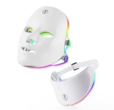 7-Color LED Light Therapy Mask Neck Device Rechargeable Skin Rejuvenation