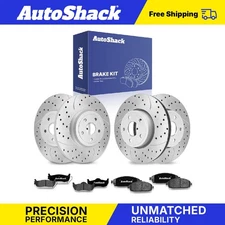 Front Rear Drilled Slotted Brake Rotors Ceramic Pads for Jeep Commander V6