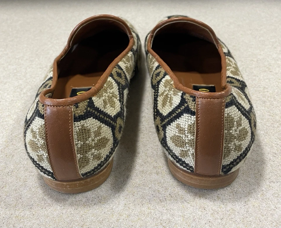 Zalo Needlepoint Vintage Mocasines Mujer Zapatos Talla 7.5 Tapiz Zapatillas España Foto 3 de 4