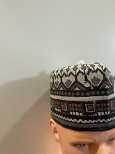 African Traditional Native Handmade Hausa/Fulani/Kufi Hat - Large 23 - 23.5" 