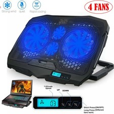 4 Quiet Fan Laptop Cooling Pad Gaming Cooling Mat Pad Stand Tilt for 12-17" inch