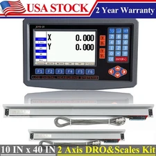 2 Axis LCD Digital Readout DRO 10" 40" Glass Linear Scale Encoder Sensor kit