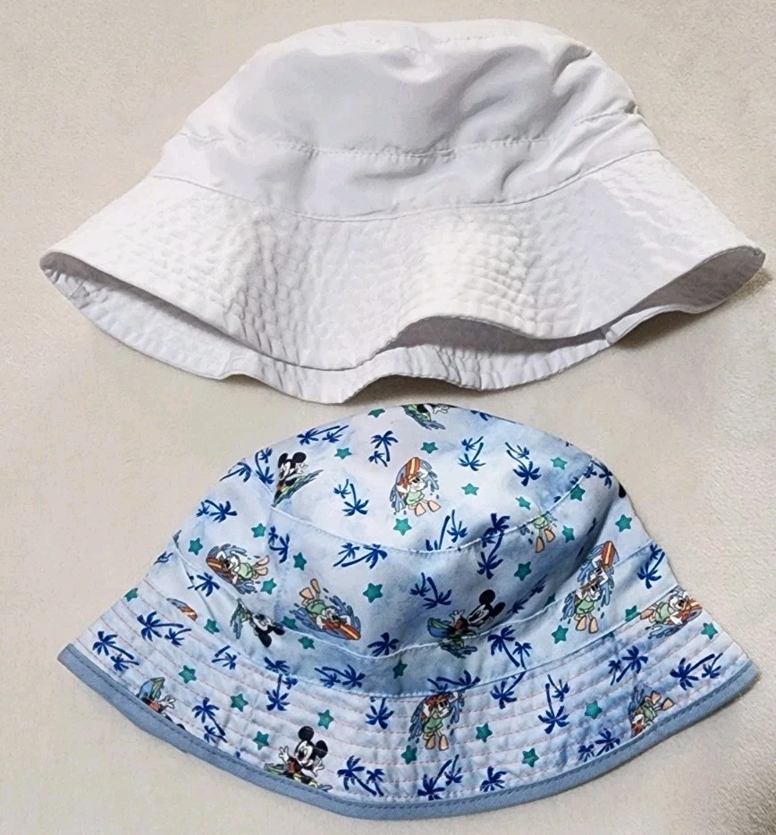 Toddler Adjustable Sun Hat W/Chin Strap & Mickey Mouse Reversible Bucket Hat