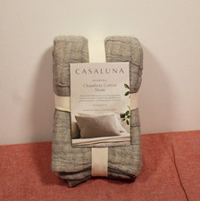 Casaluna Reversible Textured Cotton Chambray Coverlet Sham Dark Gray Standard
