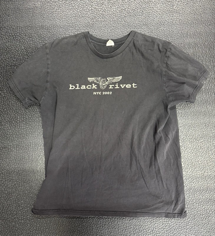 Vintage Y2k T Shirt Hanes Mens L Black Rivet NYC
