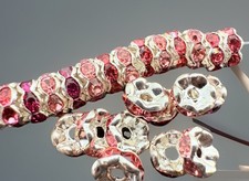 Pretty Mixed Pinks Rhinestone Rondelle Spacer Beads 6mm Qty:25