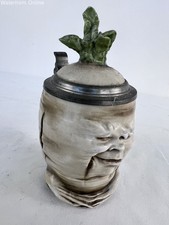 RARE Musterschutz Sad Radish Turnip Head Character Stein Pewter Lid 1950s