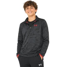 New Under Armour Youth Quarter Zip Pullover Kids Grey Black HeatGear Youth Lg