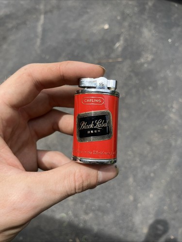 Vintage Carling Brewing Company Black Label Beer Cylindrical Table Lighter Japan