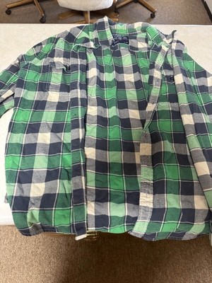 American Eagle Men's Green Blue Plaid Flannel Shirt L