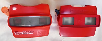 Vintage View Master 3D Viewer Red Classic Viewmasters x 2